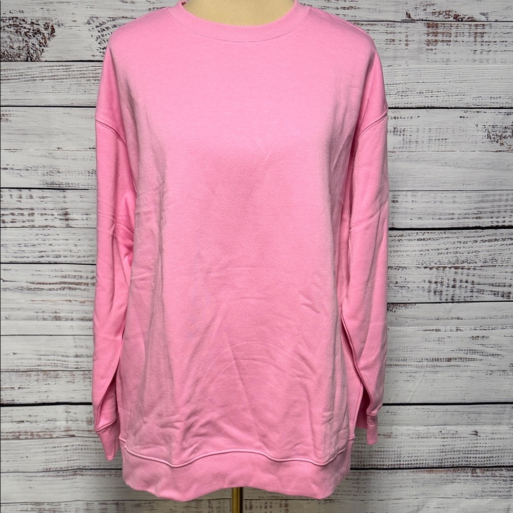 NWT No Boundaries Women's Pink Crewneck Oversized Sweatshirt - Picture 3 of 6